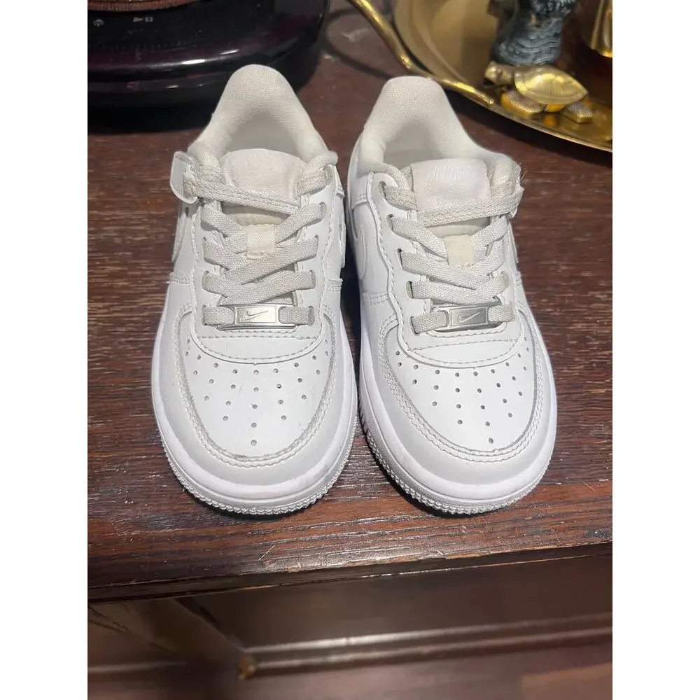 Nike Force 1 Low EasyOn Toddler Tripple White Sneakers FN0236-111 Size 9C